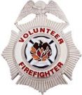 VOLUNTEER FIREFIGHTER / Maltese Cross Center Metal Badge